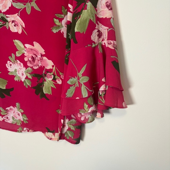 New York & Company Floral Pink Blouse Size L - Picture 5 of 7